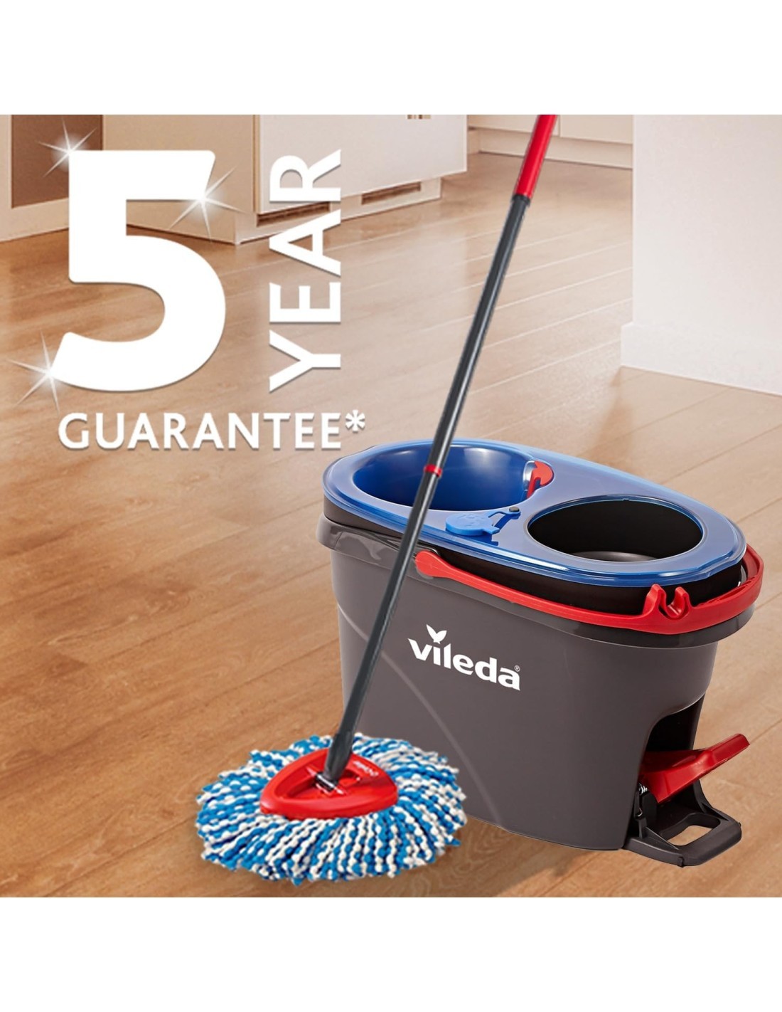 Vileda H2Pro Spin Mop System – Secchio con Strizzatore e Mocio Rotante