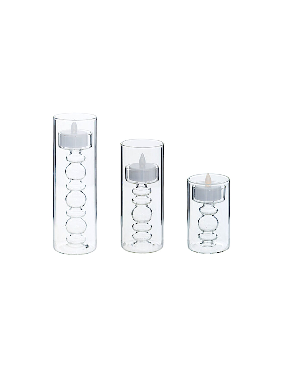 SET 3 CANDELE LED 211647 LENA VETRO