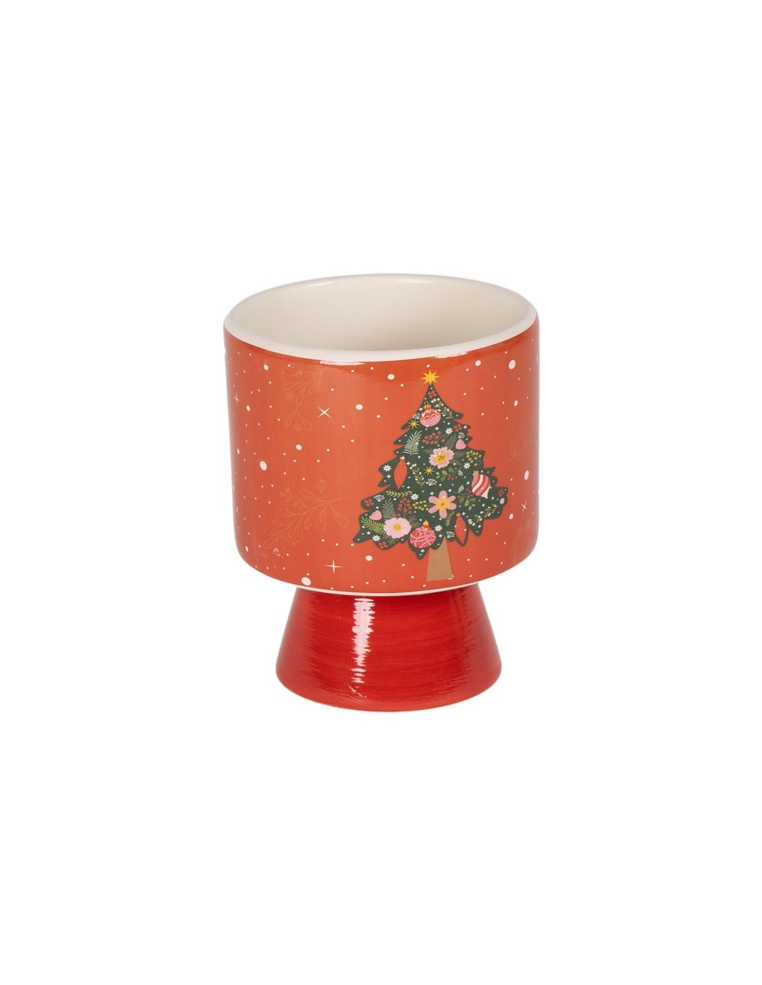 VASO 138622 CERAMICA ROSSO 12X15CM DECORO ALBERO