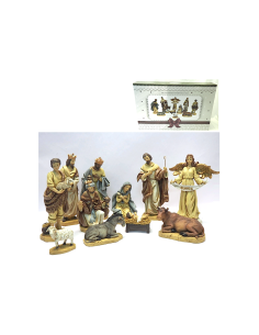 Natività di Natale 11 pezzi H31cm, Statuine in Resina con Abiti, Sacra Famiglia, Re Magi, Pastore e Animali