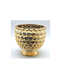 Alzata pigna di Natale oro 18,5x19x19cm ceramica - La magia di Natale a casa tua