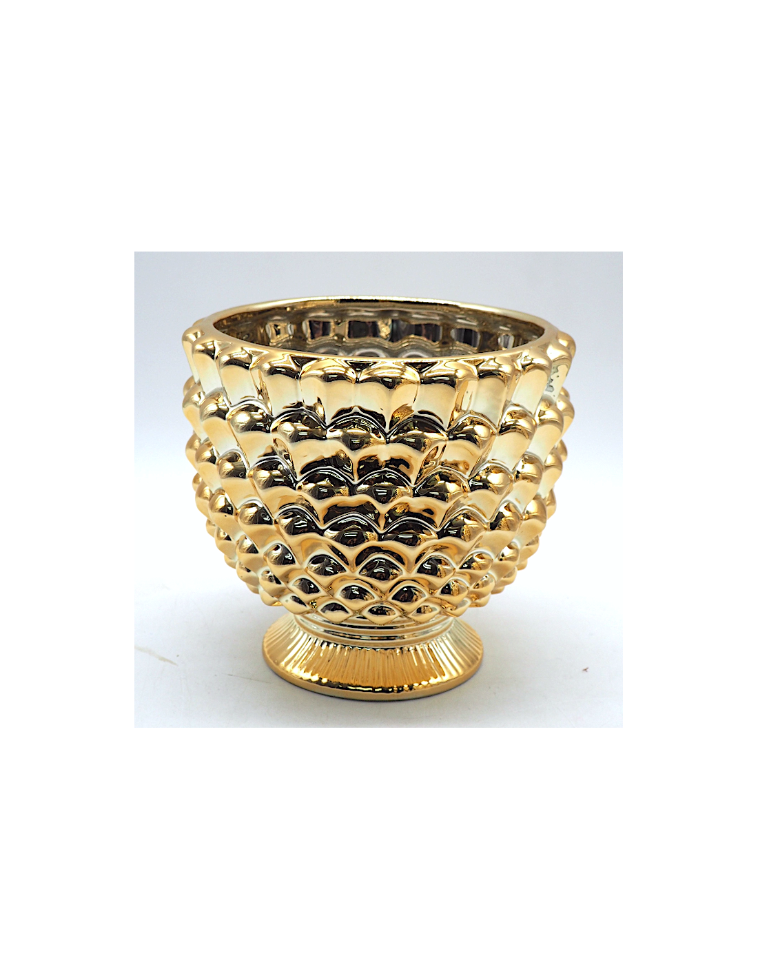 Alzata pigna di Natale oro 18,5x19x19cm ceramica - La magia di Natale a casa tua