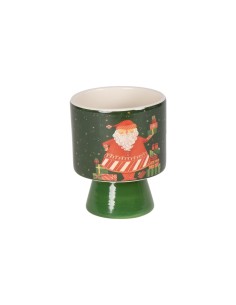 VASO 138620 CERAMICA VERDE 12X15CM DECORO BABBO NATALE