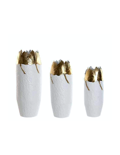 VASO JR218847 3 MIS METALLO 21X55CM BIANCO/ORO