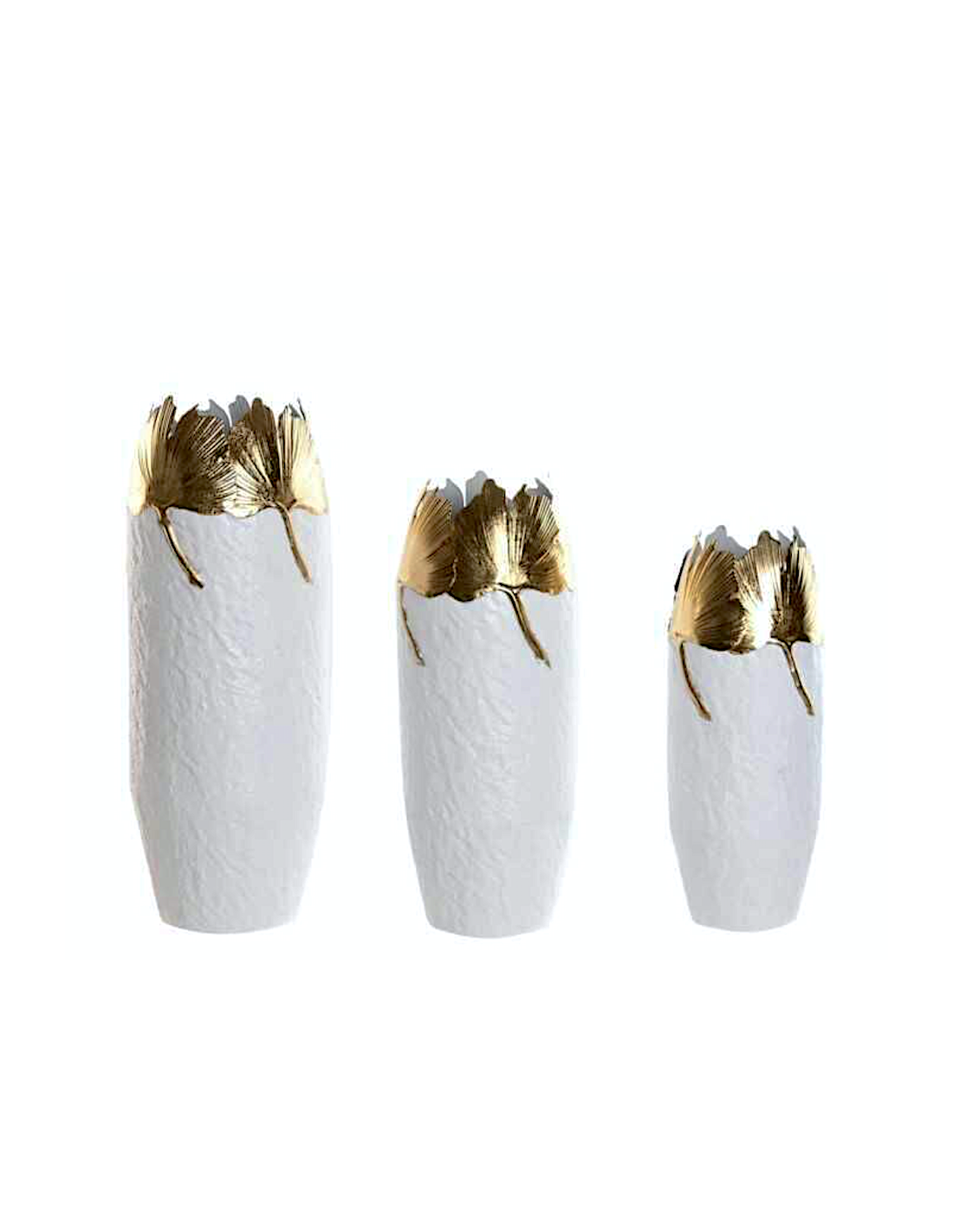 VASO JR218847 3 MIS METALLO 21X55CM BIANCO/ORO