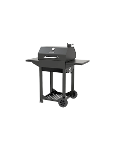 Barbecue a carbone semibarile Clint, affumicatore integrato, griglia acciaio, termometro