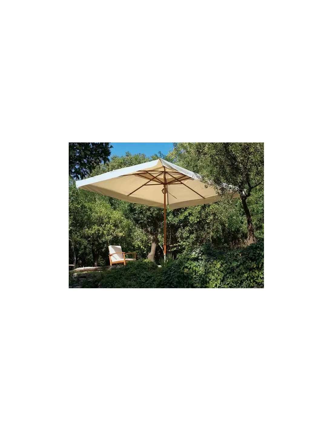 Ombrellone Oasis 3x4 m, palo centrale in legno, telo écru idrorepellente 250g/m², trattamento Scotchgard  (base non inclusa)