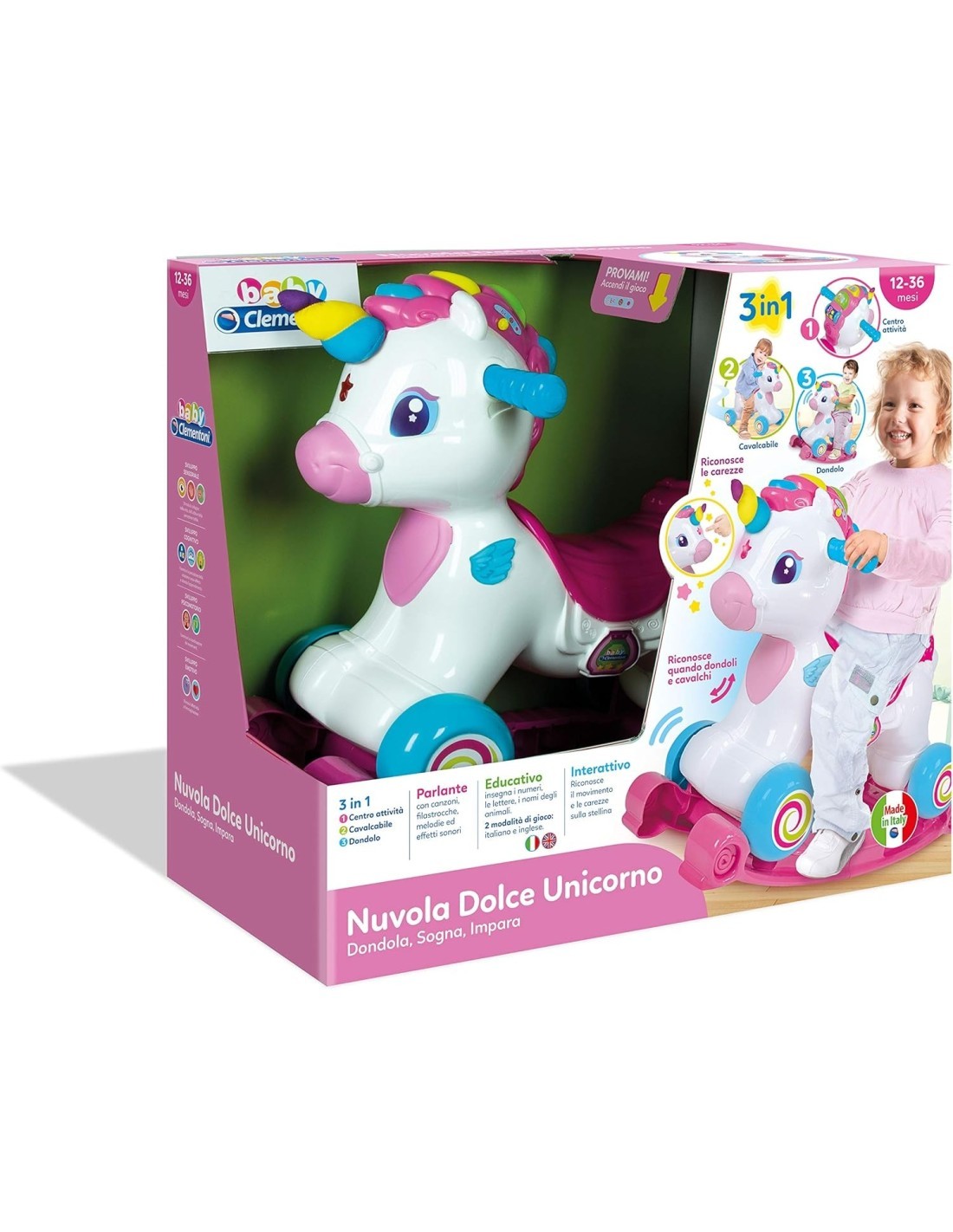 BABY NUVOLA DOLCE UNICORNO CAVALCABILE 17753 CLEMENTONI su TreG Ing...