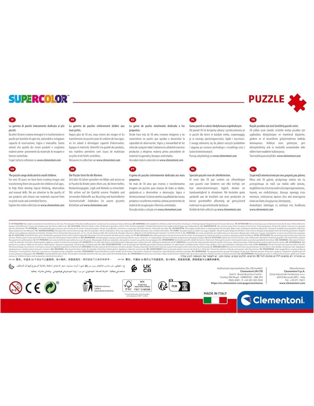 CLEMENTONI, DISNEY, STITCH, SUPERCOLOR, PUZZLE 104 PEZZI, MADE IN ITALY