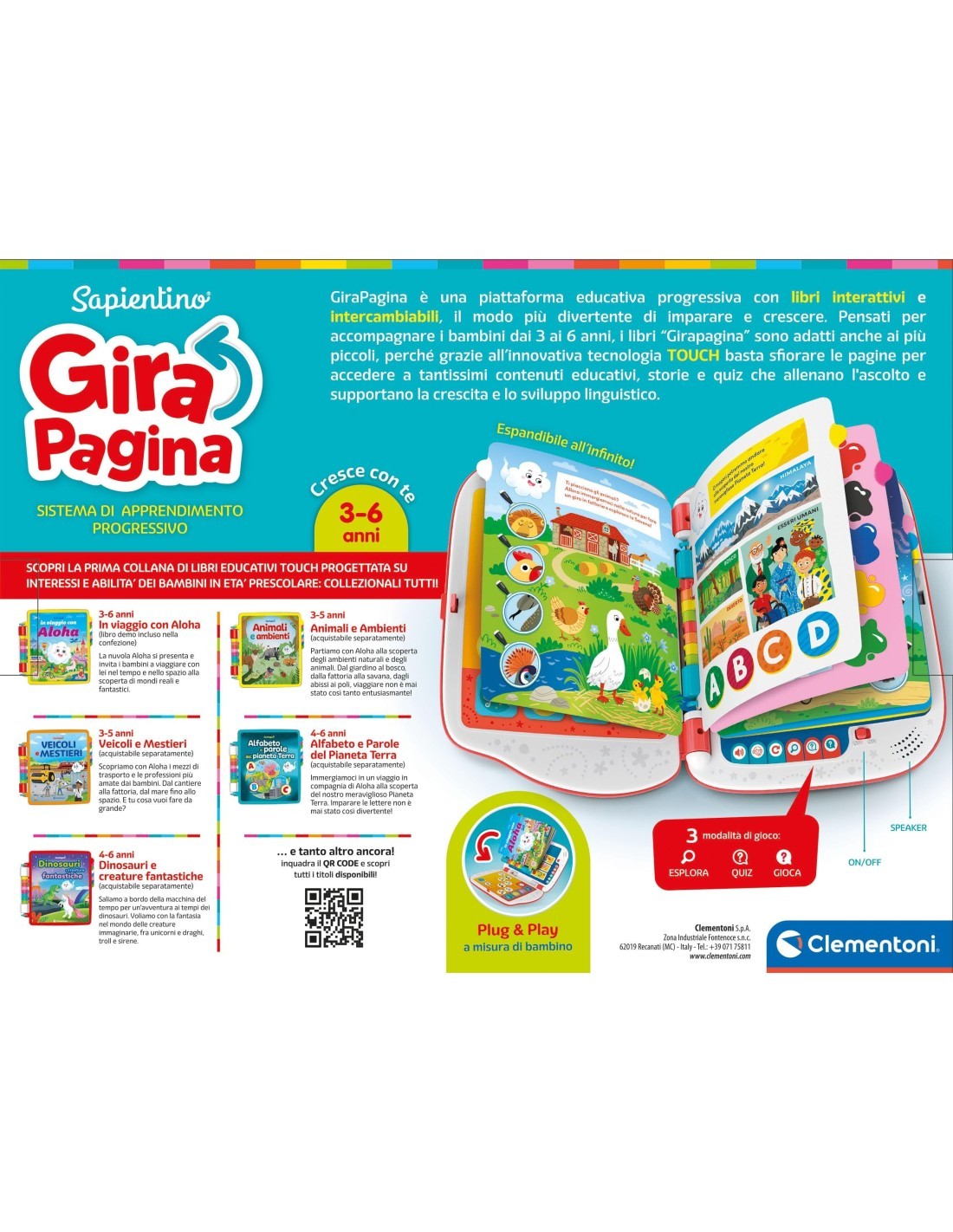 GIRAPAGINA SAPIENTINO CLEMENTONI GIOCO DI APPRENDIMENTO PER BAMBINI