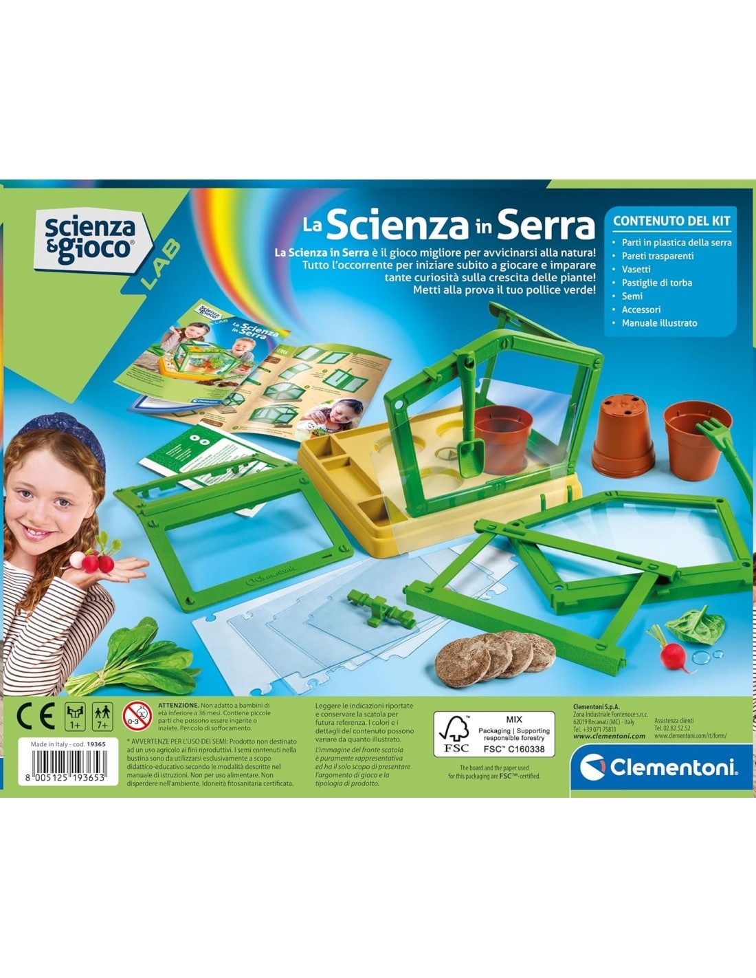 Clementoni Serra Botanica per Bambini – Kit Scientifico con Semi, Serra e Attrezzi da Giardino