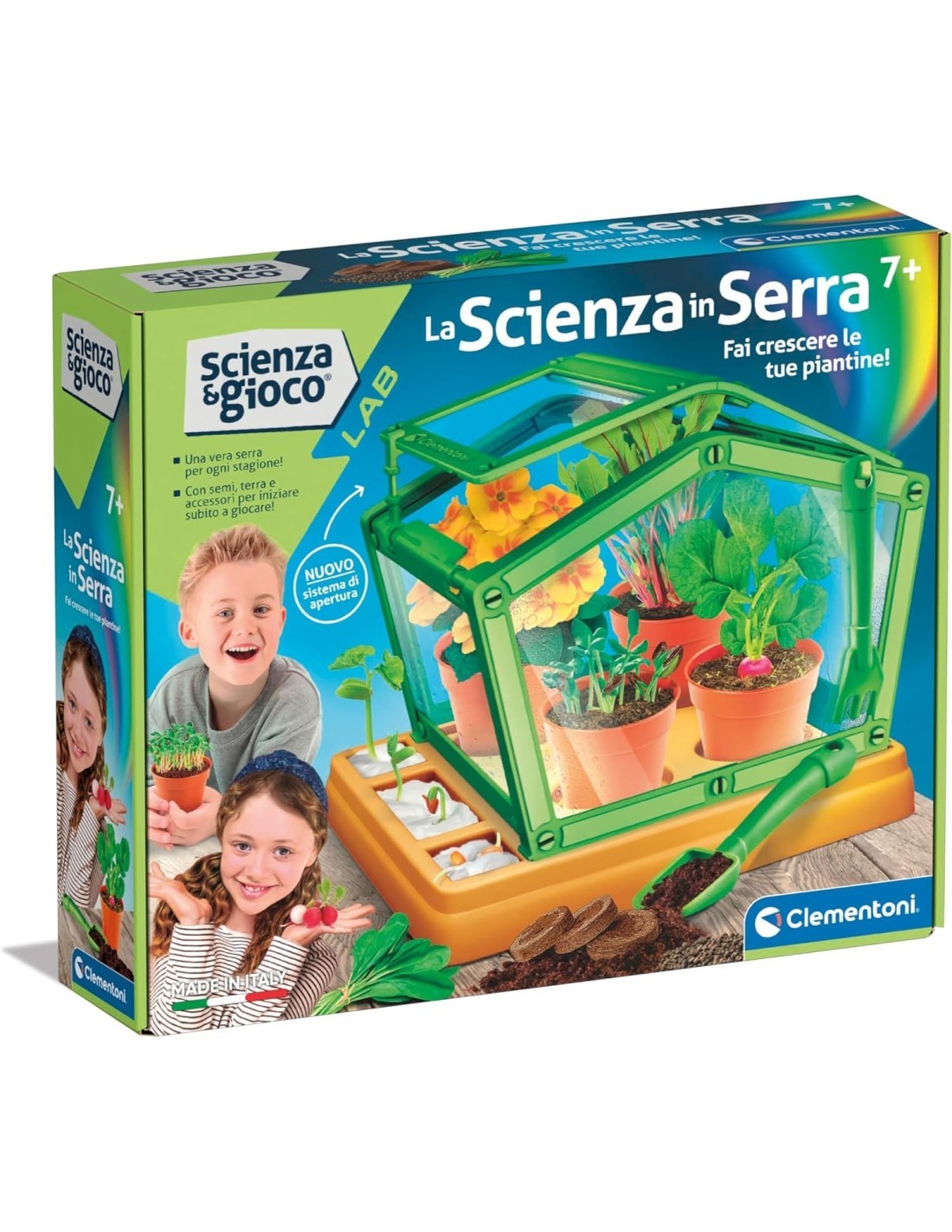 Clementoni Serra Botanica per Bambini – Kit Scientifico con Semi, Serra e Attrezzi da Giardino