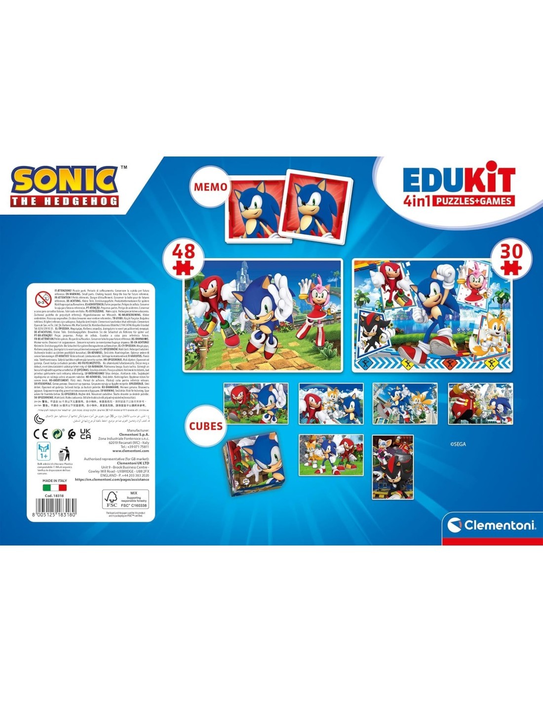 SONIC EDUKIT 4IN1, GIOCO EDUCATIVO, PUZZLE, MEMORY