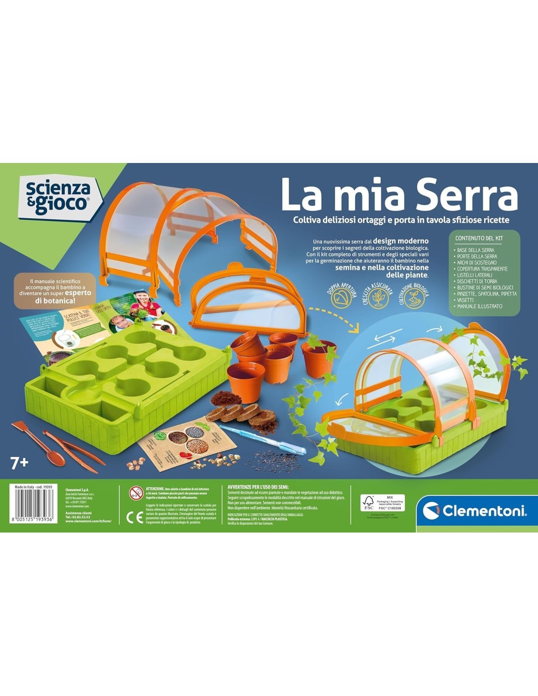 SCIENZA E GIOCO CLEMENTONI,  LA MIA SERRA, LABORATORIO DI BOTANICA, BAMBINI 7+ ANNI, SEMI BIOLOGICI, GIOCO EDUCATIVO