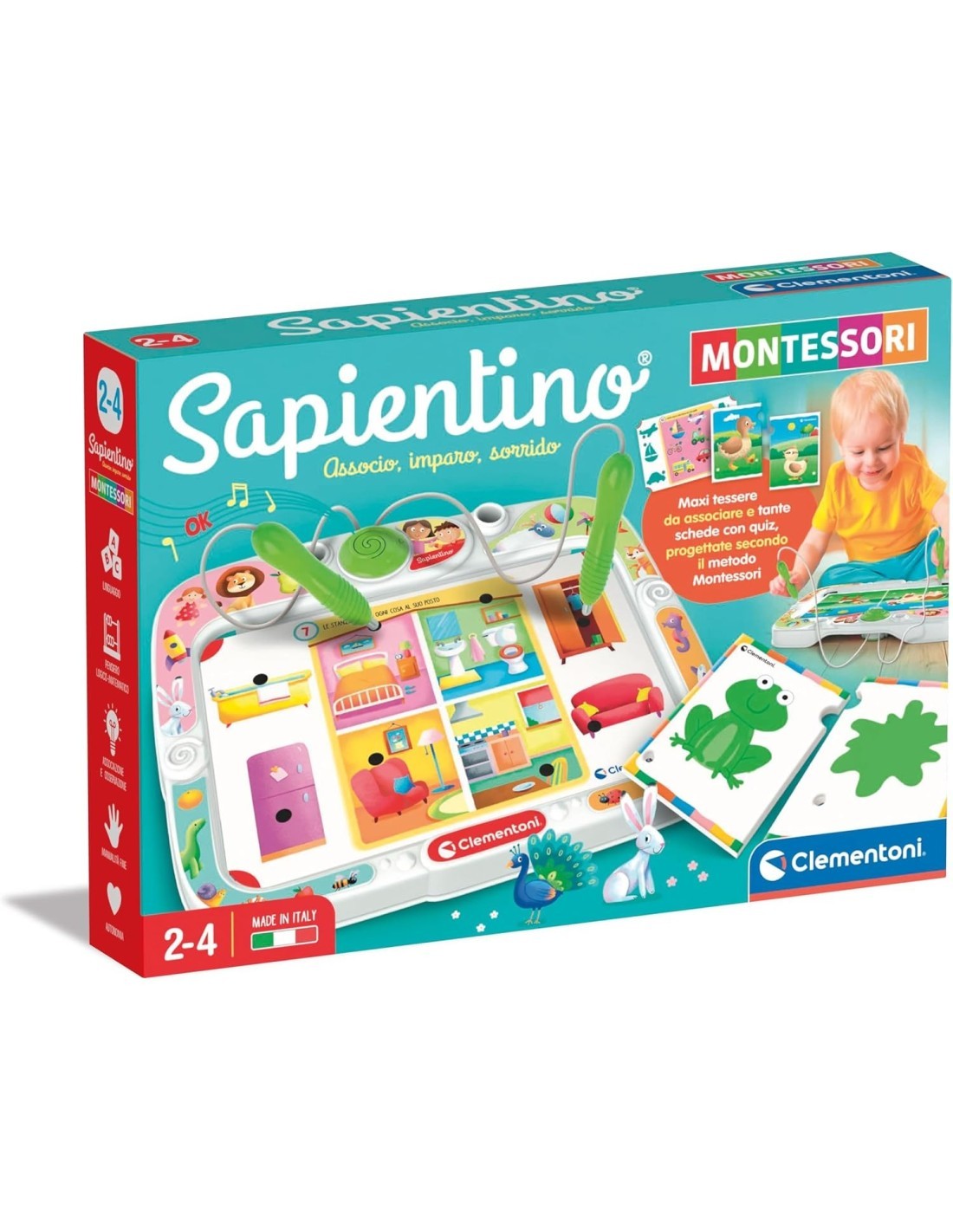 CLEMENTONI, SAPIENTINO MONTESSORI, BANCHETTO EDUCATIVO, SCHEDE DIDATTICHE, PENNE INTERATTIVE, 3 ANNI
