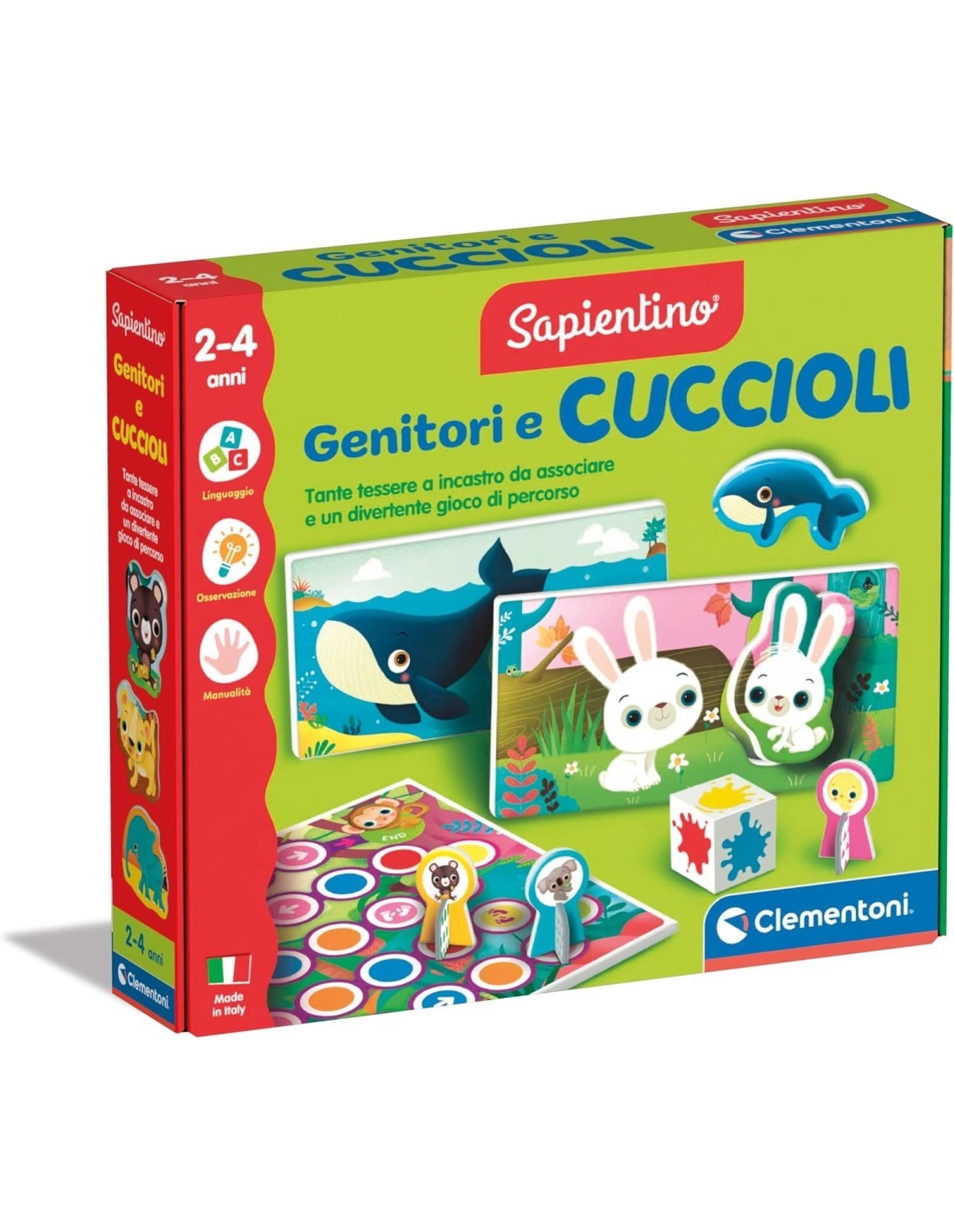 SAPIENTINO, GENITORI E CUCCIOLI, GIOCO EDUCATIVO BAMBINI 2-4 ANNI FLASHCARDS RICONOSCERE ANIMALI PICCOLI