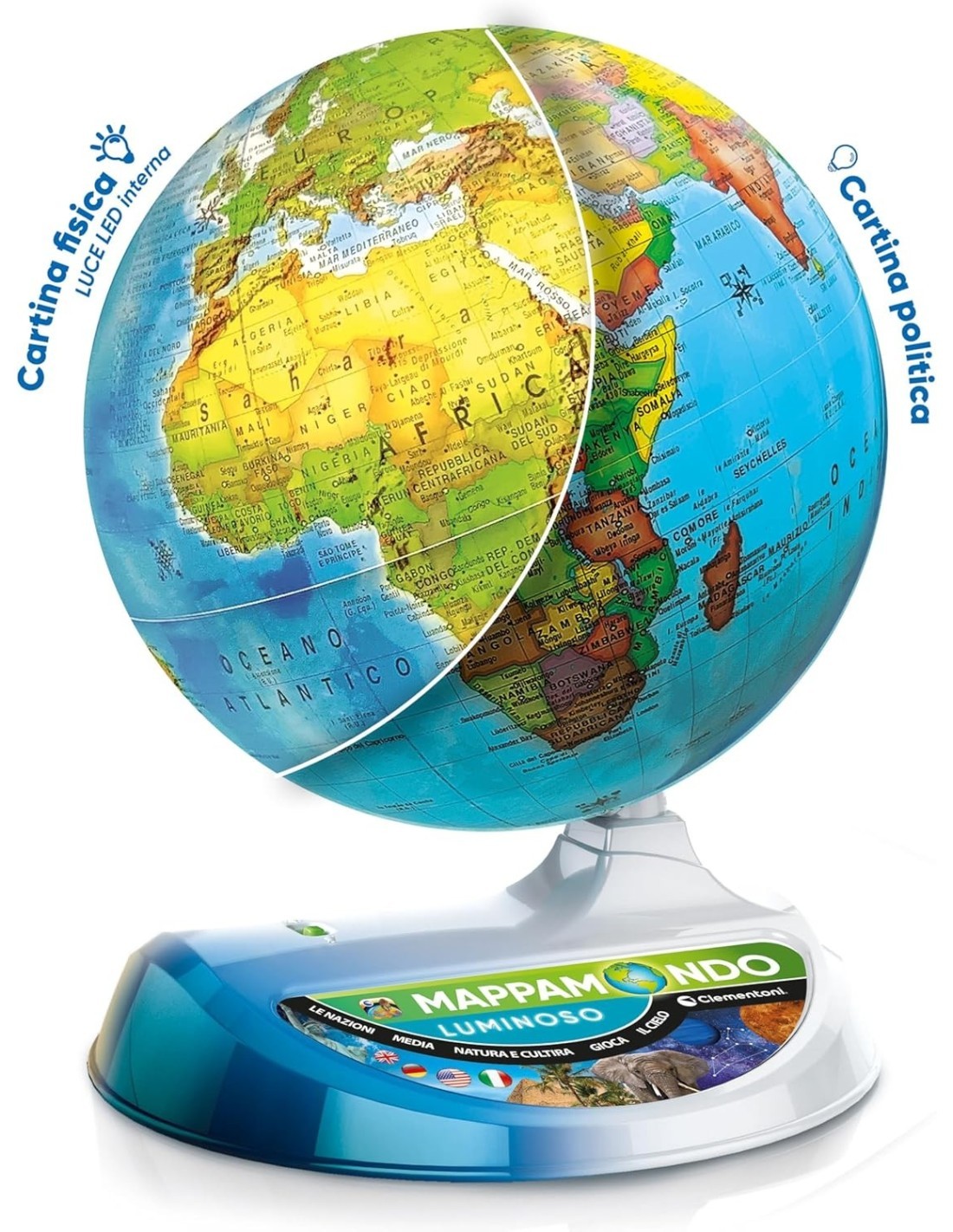 CLEMENTONI SAPIENTINO PIU  MAPPAMONDO LUMINOSO, CON APP DEDICATA