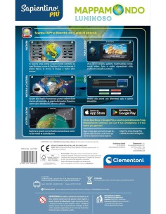 CLEMENTONI SAPIENTINO PIU  MAPPAMONDO LUMINOSO, CON APP DEDICATA