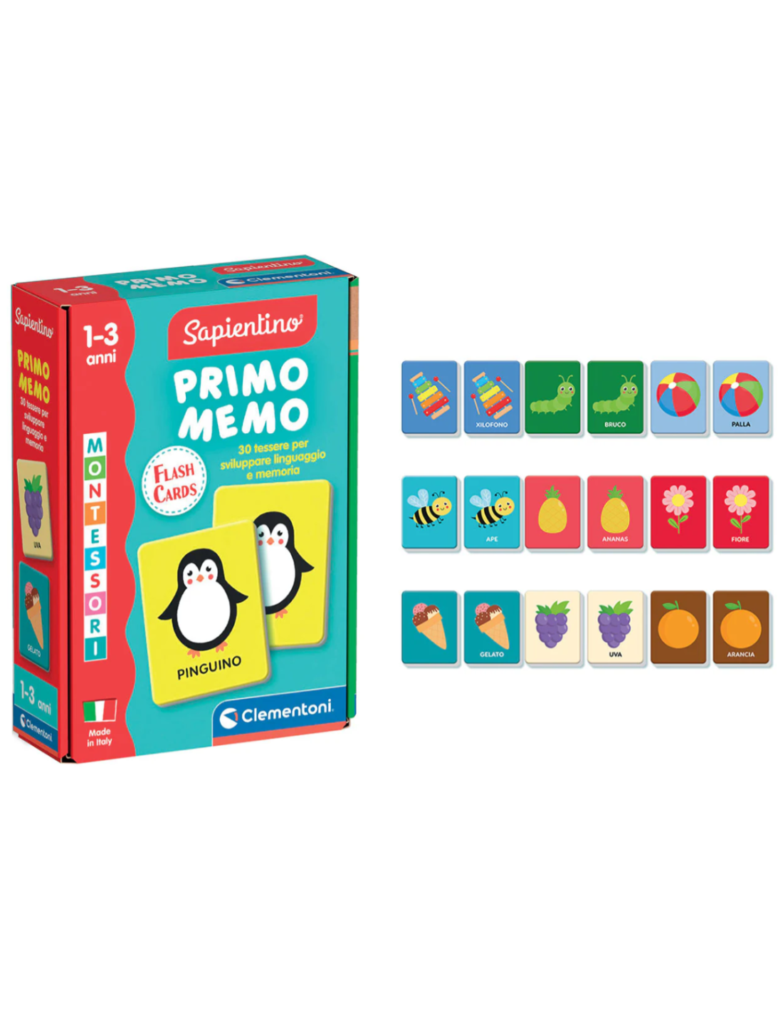 Clementoni Primo Memo Flashcards – Carte Educative per la Memoria