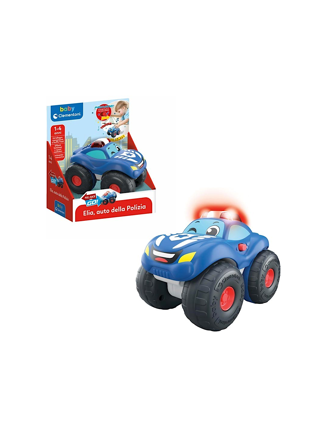BABY CLEMENTONI, ELIA AUTO DELLA POLIZIA, MACCHININA BAMBINO, 1-4 ANNI, GIOCO PRIMA INFANZIA, SUONI E SIRENE
