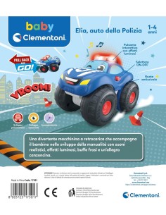 BABY CLEMENTONI, ELIA AUTO DELLA POLIZIA, MACCHININA BAMBINO, 1-4 ANNI, GIOCO PRIMA INFANZIA, SUONI E SIRENE