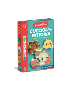 SAPIENTINO BABY 16850 CUCCIOLI IN FATTORIA, GIOCO EDUCATIVO MONTESSORI, PUZZLE SAGOMATI, 1-3 ANNI