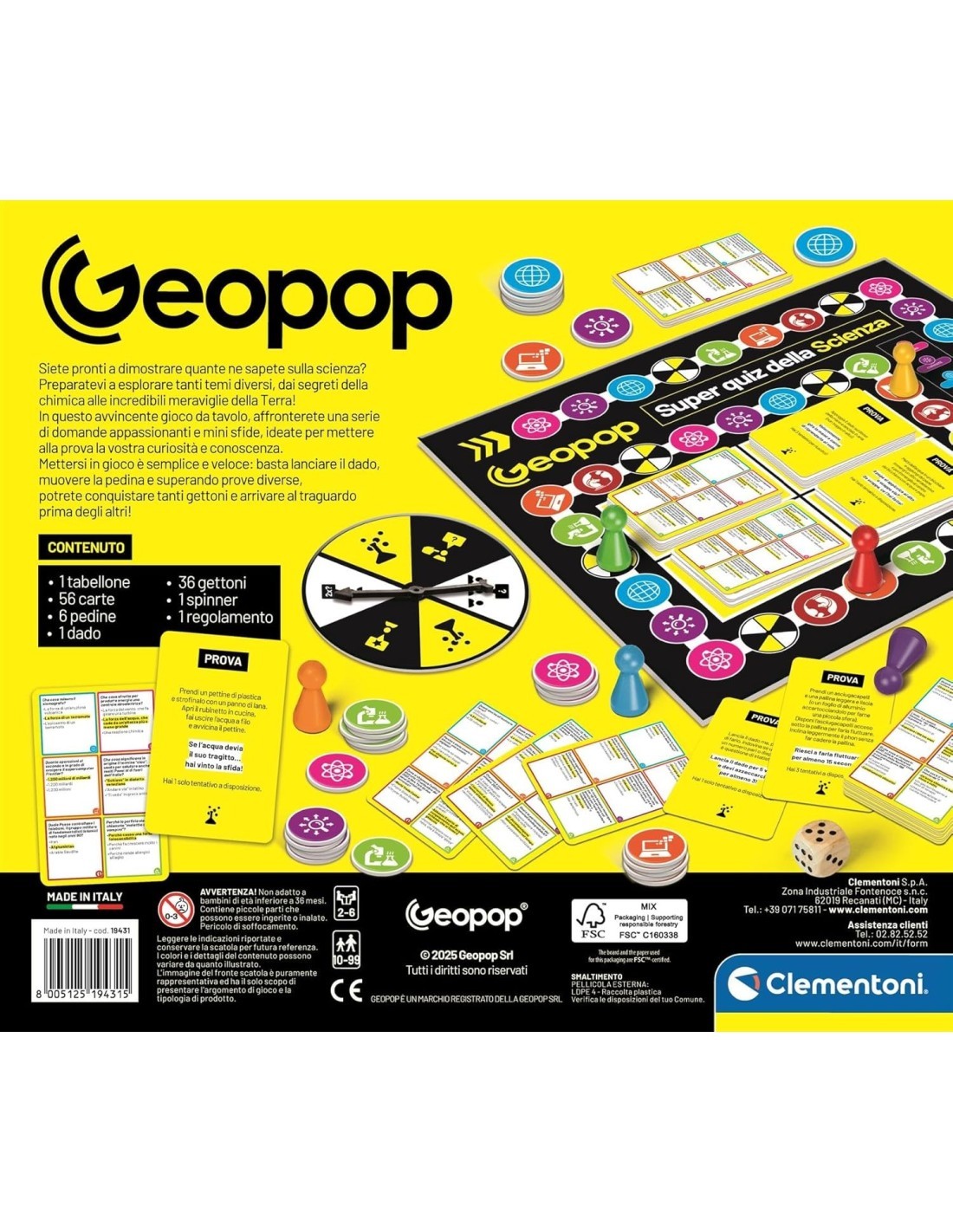GEOPOP 19431 SUPER QUIZ DELLA SCIENZA, GIOCO SCIENTIFICO DA 2 A 6 GIOCATORI