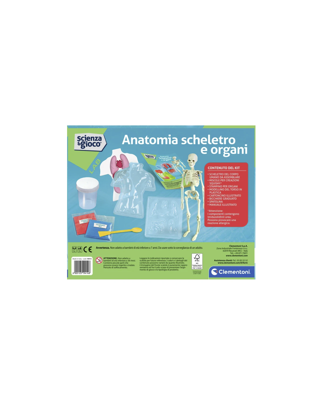 CLEMENTONI, SCIENZA E GIOCO, ANATOMIA, SCHELETRO E ORGANI, GIOCO EDUCATIVO, 8+ ANNI, 19414