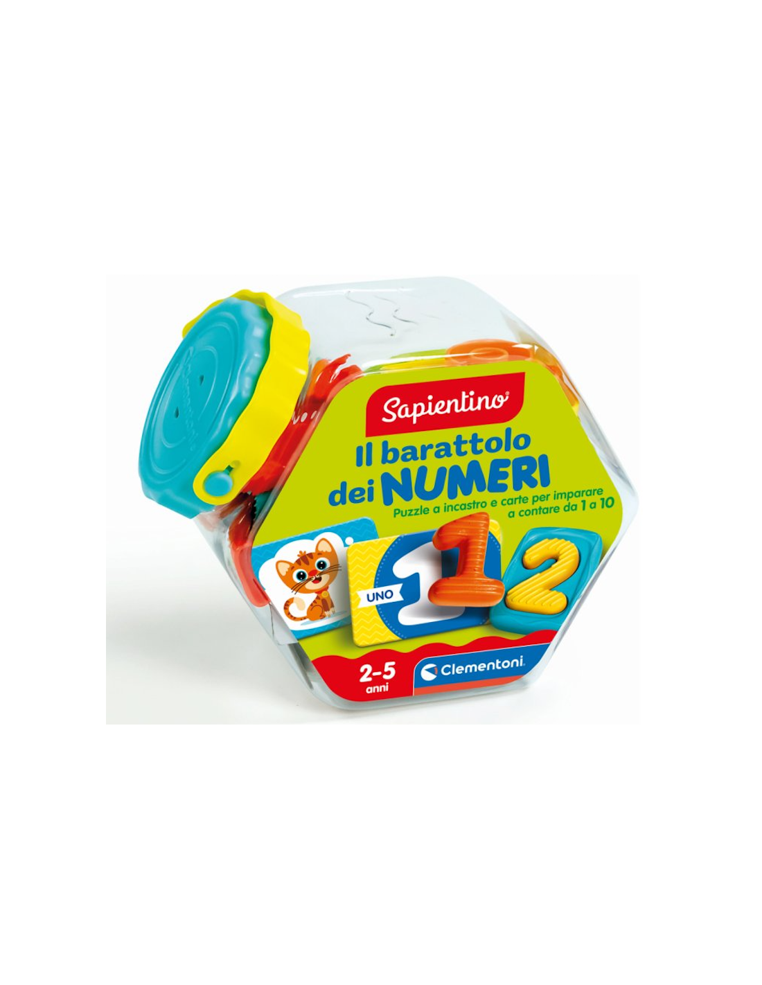 CLEMENTONI, SAPIENTINO, 16492, IL BARATTOLO DEI NUMERI, GIOCO EDUCATIVO, IMPARA I NUMERI E LE QUANTITÀ, BAMBINI 2-5 ANNI