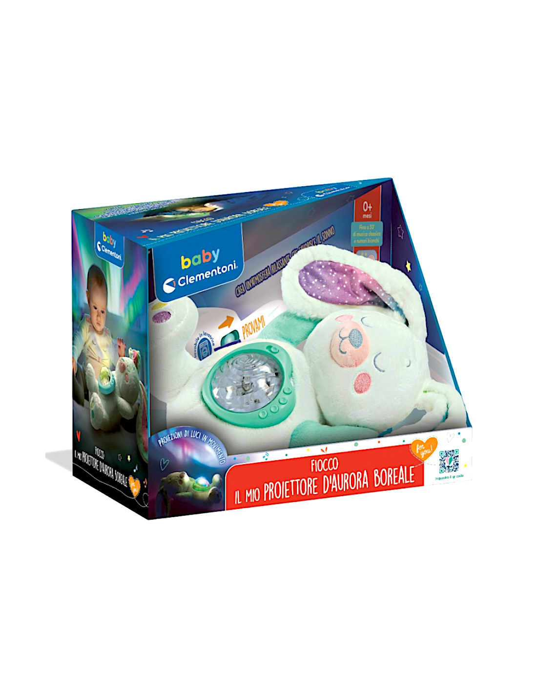 Clementoni Fiocco Proiettore Aurora Boreale peluche lepre artica bambini