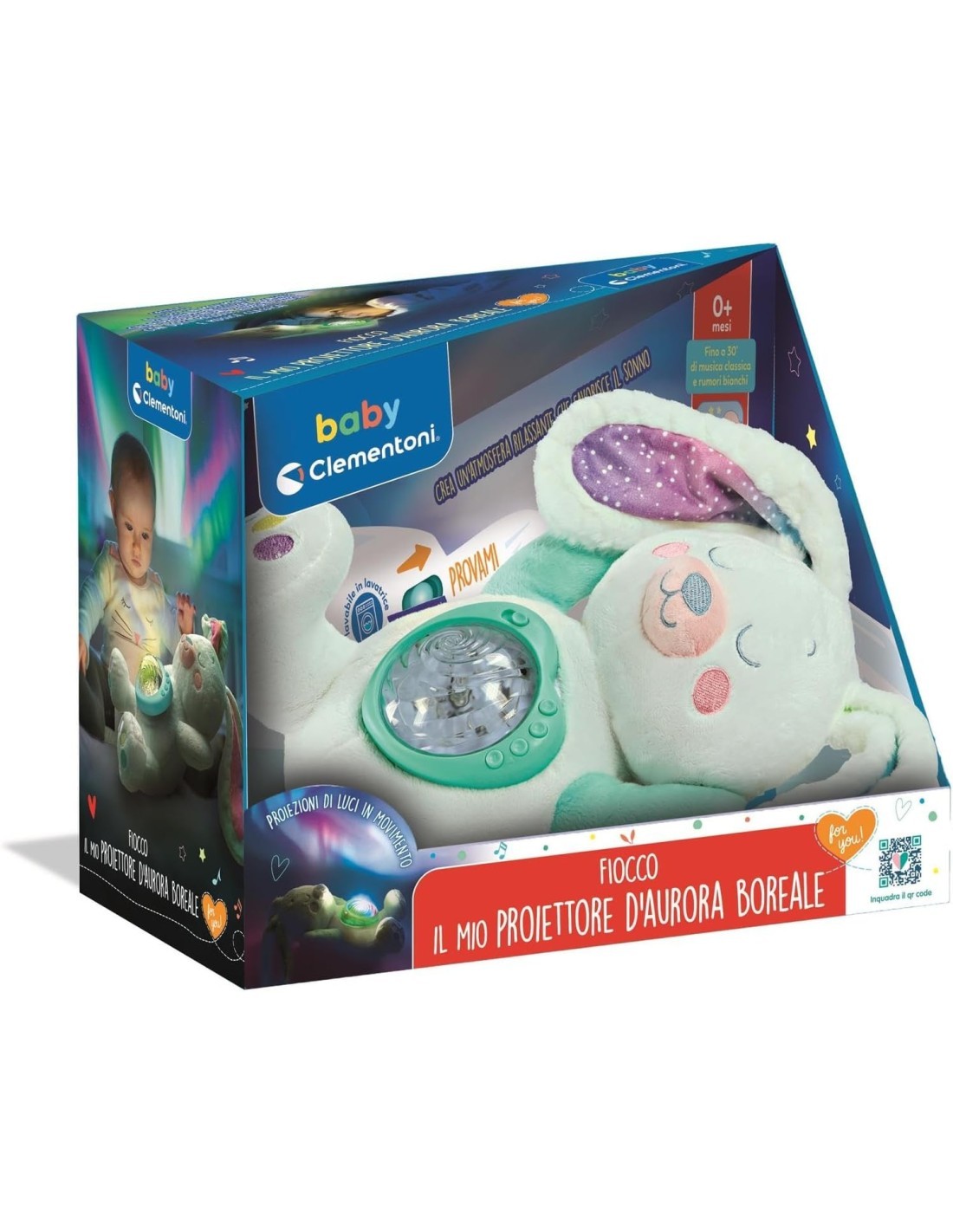 Clementoni Fiocco Proiettore Aurora Boreale peluche lepre artica bambini