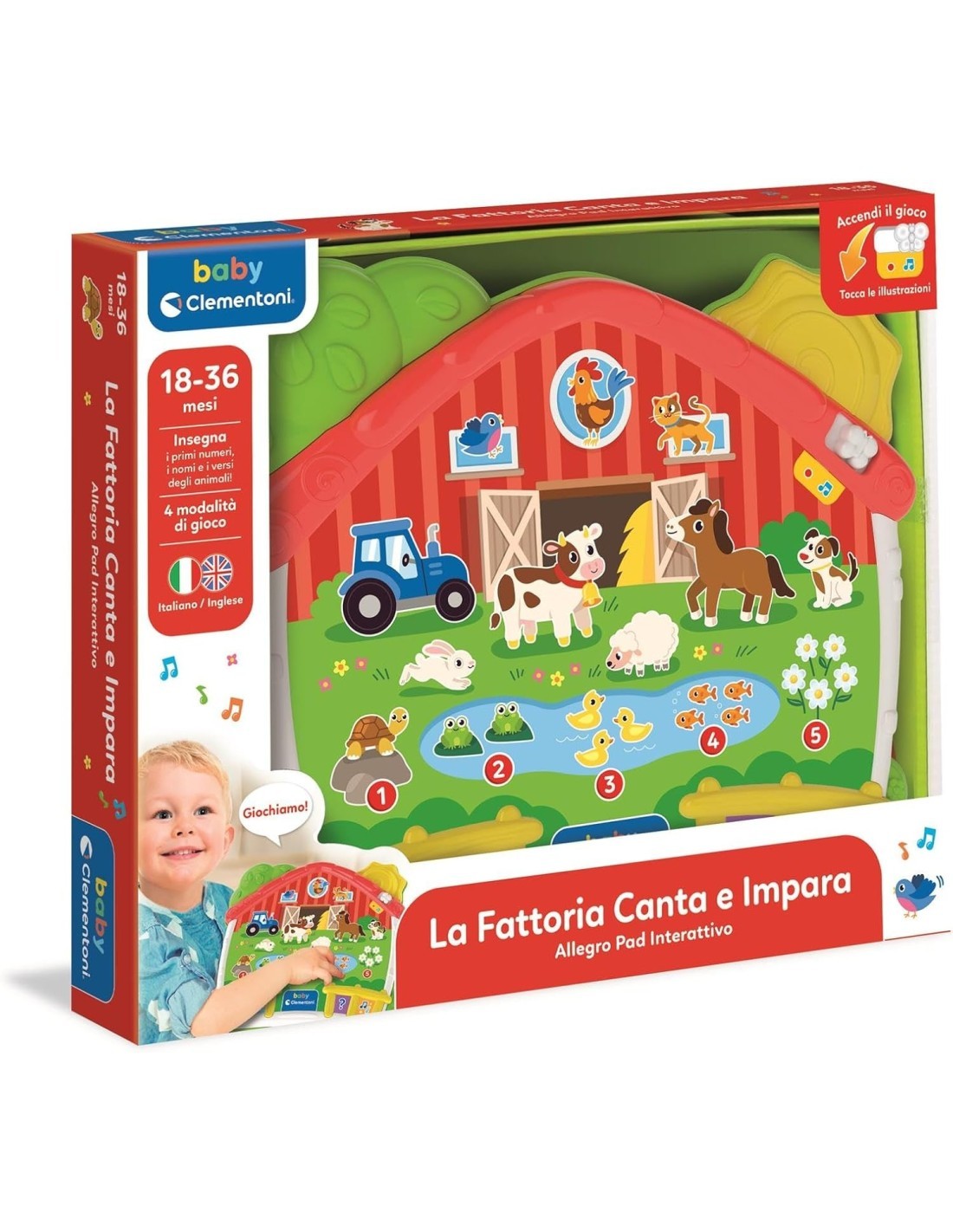 Clementoni La Fattoria Canta e Impara gioco educativo bambini animali numeri parole
