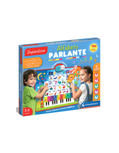 CLEMENTONI, SAPIENTINO ALFABETO PARLANTE, POSTER ELETTRONICO 48X70 CM, BILINGUE ITALIANO INGLESE, BAMBINI 3-5 ANNI