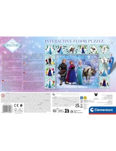 CLEMENTONI, PUZZLE INTERATTIVO DA PAVIMENTO, DISNEY FROZEN, 24 PEZZI, DIMENSIONI 62X42 CM, PENNA INTERATTIVA, BAMBINI 3+ ANNI