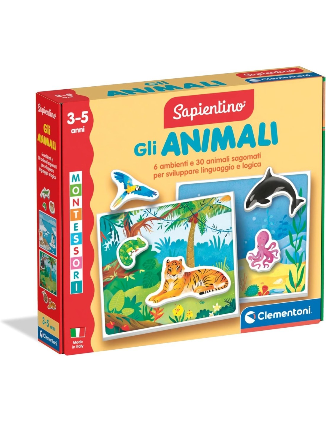 SAPIENTINO MONTESSORI, GLI ANIMALI, CLEMENTONI, GIOCO EDUCATIVO, 3-5 ANNI