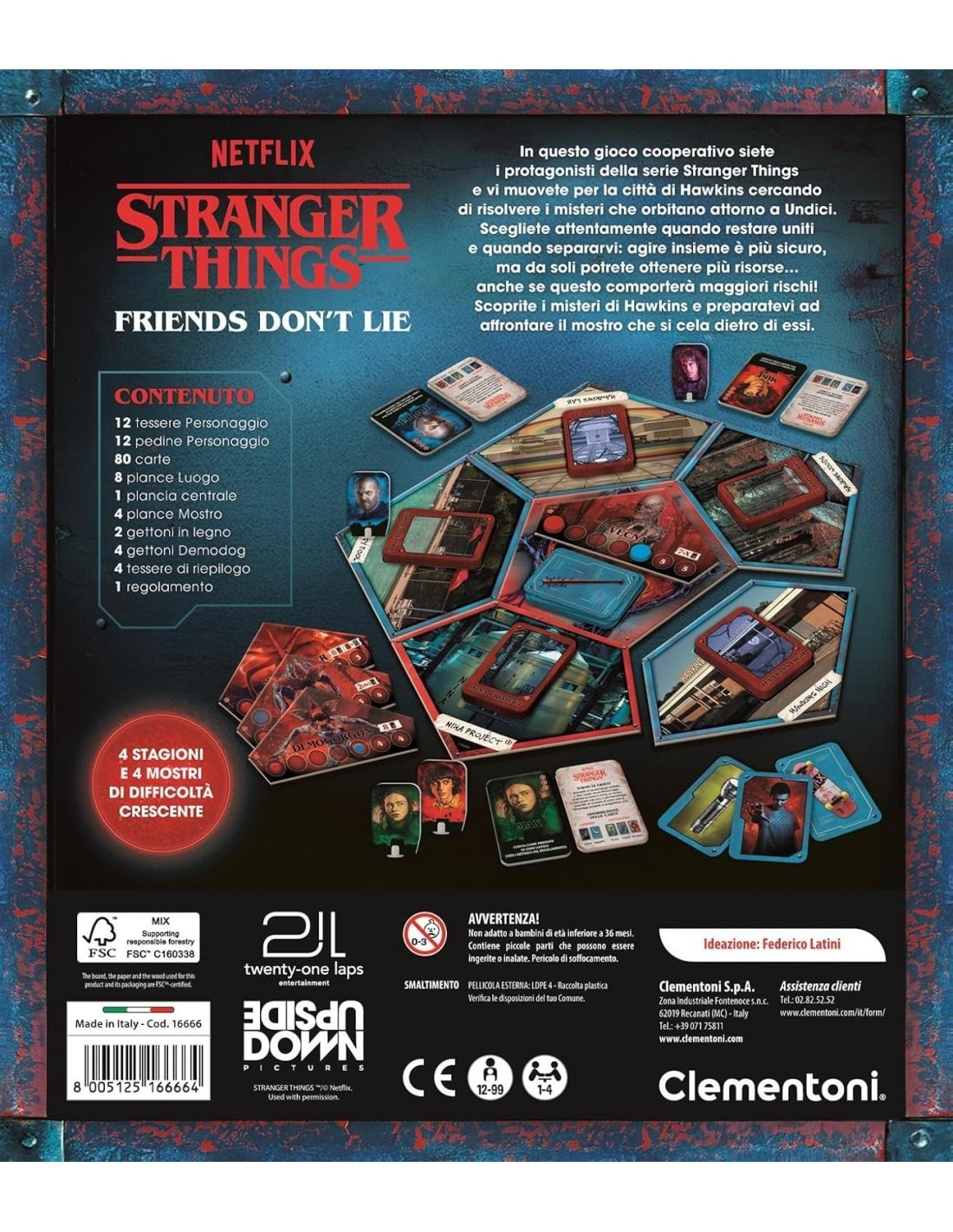 STRANGER THINGS FRIENDS DON'T LIE, GIOCO DA TAVOLO COOPERATIVO, CLEMENTONI, SERIE TV NETFLIX, 12+ ANNI