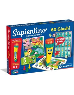 SAPIENTINO PENNA PARLANTE 60 GIOCHI, CLEMENTONI, GIOCO EDUCATIVO, ALFABETO, NUMERI, LOGICA, 3-5 ANNI