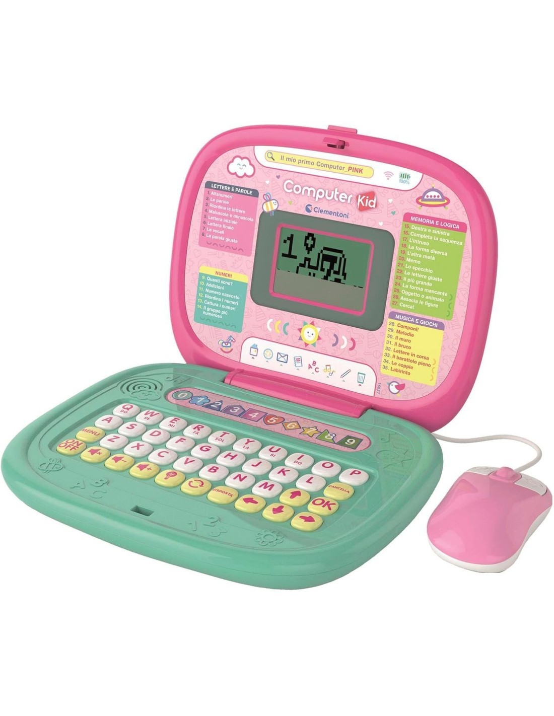 SAPIENTINO IL MIO PRIMO COMPUTER PINK, GIOCO EDUCATIVO INTERATTIVO, 35 ATTIVITÀ, IMPARA LETTERE, NUMERI, LOGICA, MUSICA