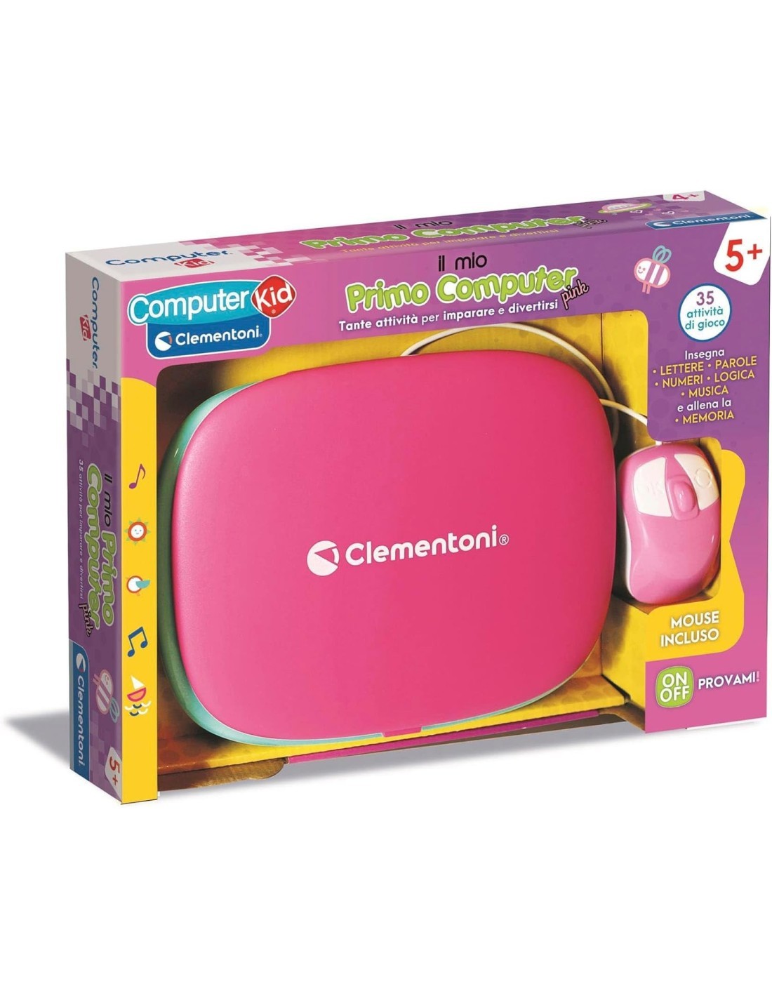 SAPIENTINO IL MIO PRIMO COMPUTER PINK, GIOCO EDUCATIVO INTERATTIVO, 35 ATTIVITÀ, IMPARA LETTERE, NUMERI, LOGICA, MUSICA