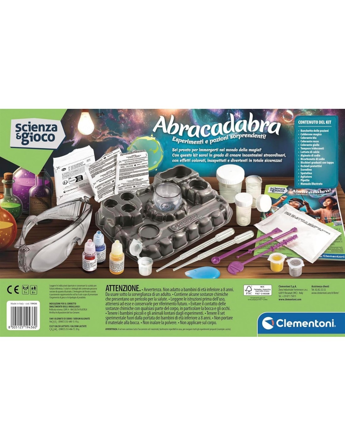 CLEMENTONI SCIENZA E GIOCO ABRACADABRA ESPERIMENTI E POZIONI, GIOCO EDUCATIVO PER BAMBINI