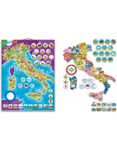 CLEMENTONI SAPIENTINO  ITALIA PUZZLE MAGNETICO, GIOCO EDUCATIVO, PER BAMBINI