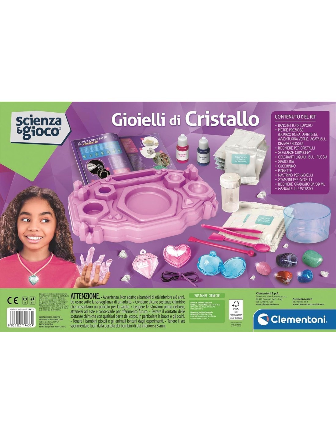 CLEMENTONI, SCIENZA E GIOCO LAB, GIOIELLI DI CRISTALLO, KIT SCIENTIFICO