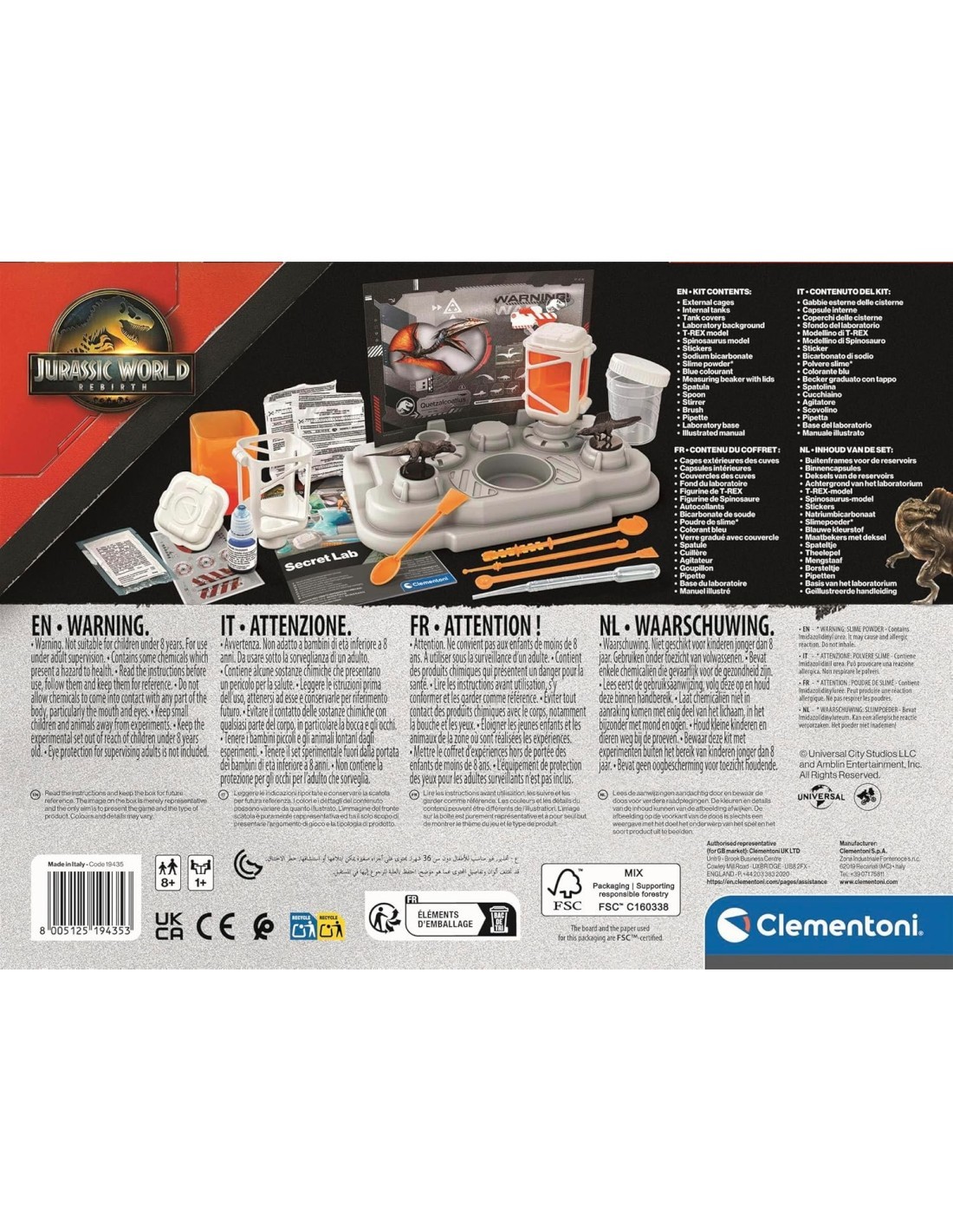 CLEMENTONI JURASSIC WORLD  SECRET LAB, KIT SCIENTIFICO