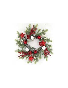 CORONA 39554 45CM AGHI E BACCHE BIANCHE/ROSSE