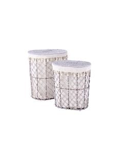 PORTABIANCHERIA 116384 2 MIS PAGLIA/METALLO 46X34X52CM