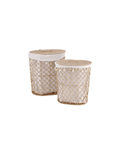 PORTABIANCHERIA 116387 2 MIS PAGLIA/METALLO 46X34X52CM BEIGE