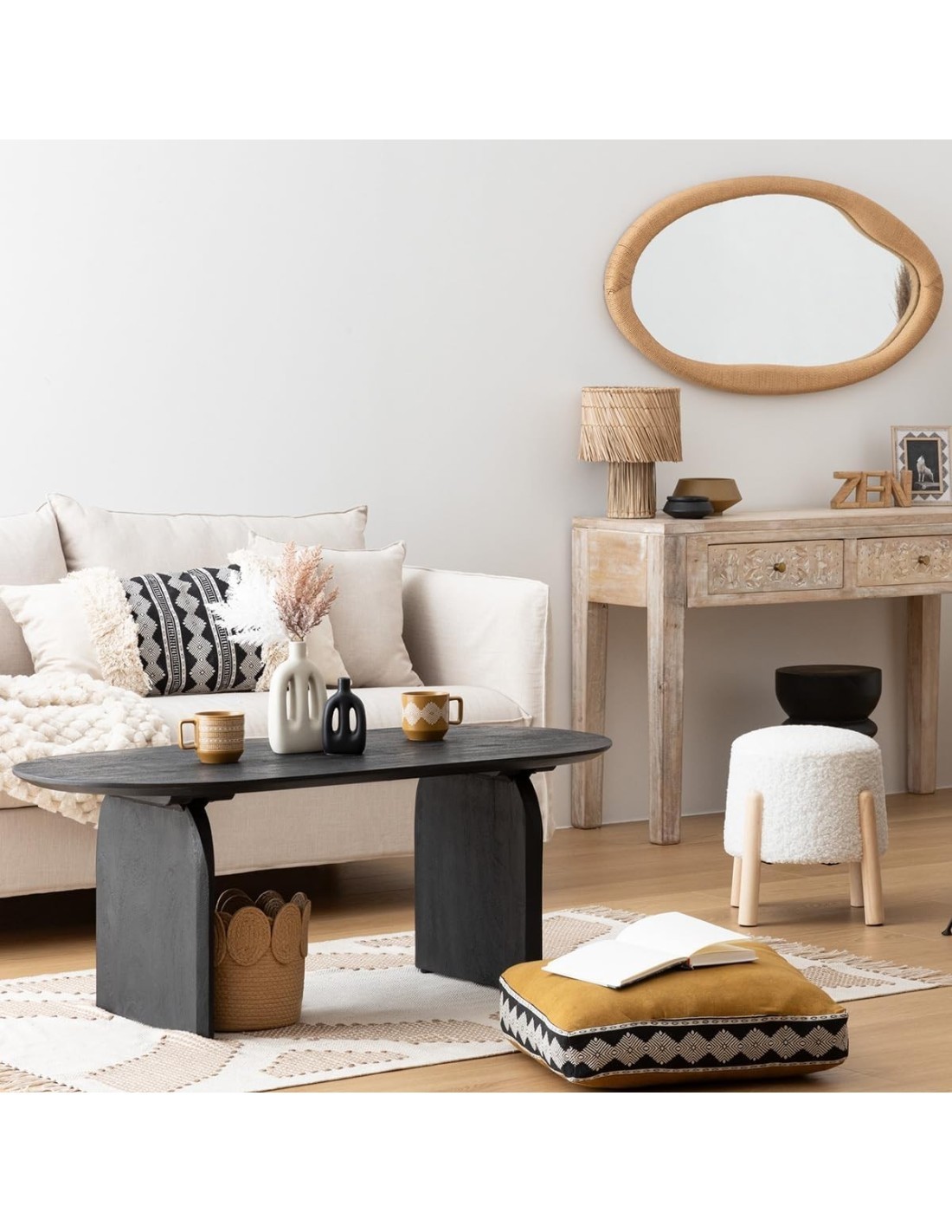 Sgabello laterale, riccio bianco, Inuit Dreams, design moderno, ATMOSPHERA CREATEUR D'INTERIEUR