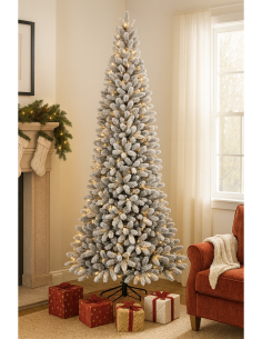 Albero di Natale floccato con LED "Montecarlo" altezza 210 cm e un diametro di 104cm con 1.140 rami