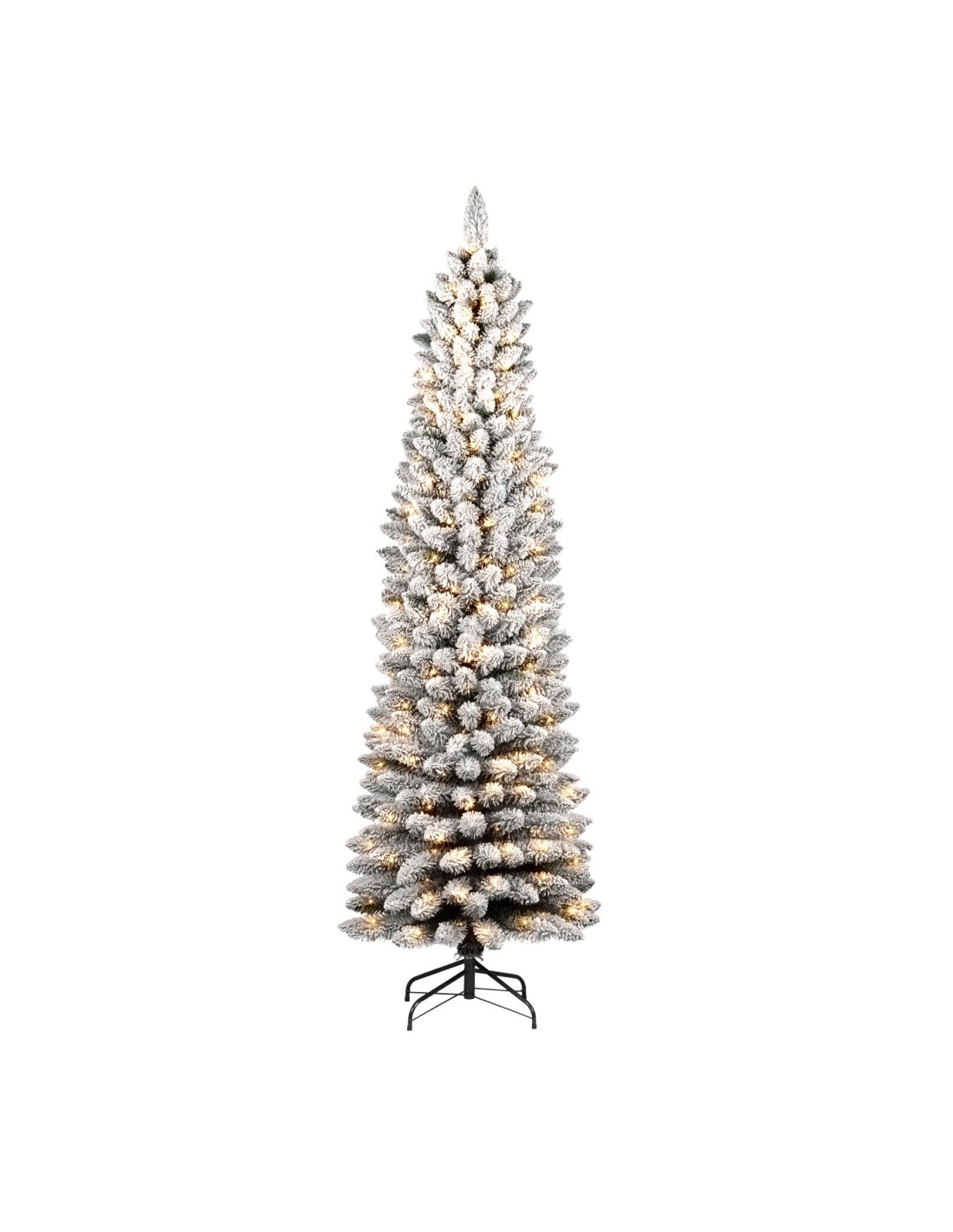Albero Silvestre floccato, 180 cm altezza e diametro 55cm, 250 LED bianco caldo, giochi di luce, la magia di Natale