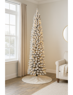 Albero Silvestre floccato, 240 cm altezza e 66 cm diametro, 450 LED bianco caldo, giochi di luce, la magia di Natale 2
